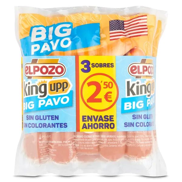Salchichas big pavo Elpozo bolsa 3 x 200 g