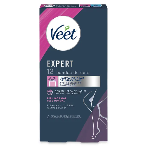 Bandas de cera para piernas y cuerpo Veet caja 16 unidades