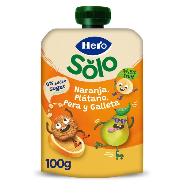 Alimento infantil con puré de frutas y galleta Hero 100 g 2