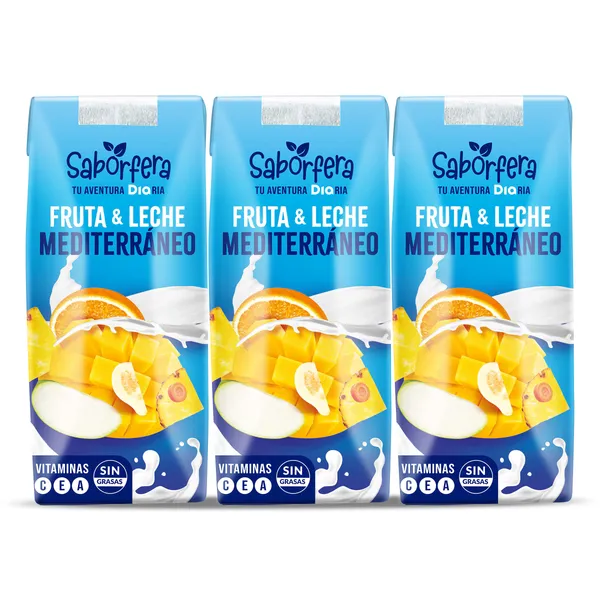 Bebida de frutas con leche mediterráneo Saborfera de Dia brik 3 x 330 ml 2