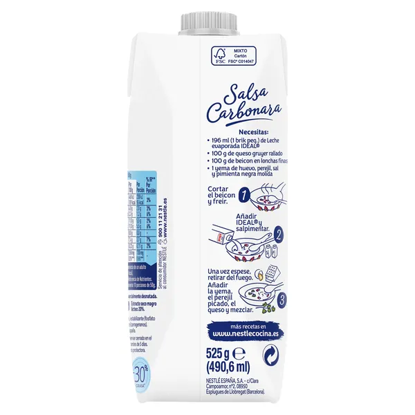 Leche evaporada Ideal brik 525 g 2