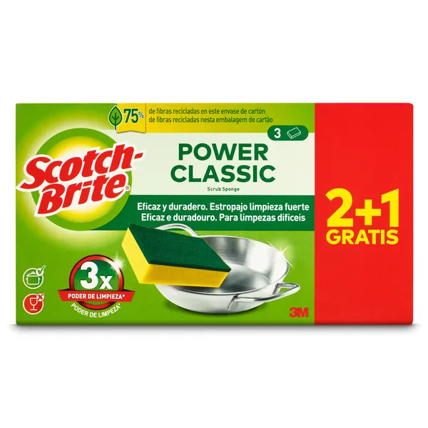 Estropajo classic verde Scotch brite 3 unidades 2