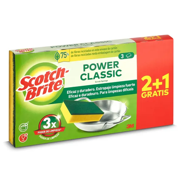 Estropajo classic verde Scotch brite 3 unidades 3
