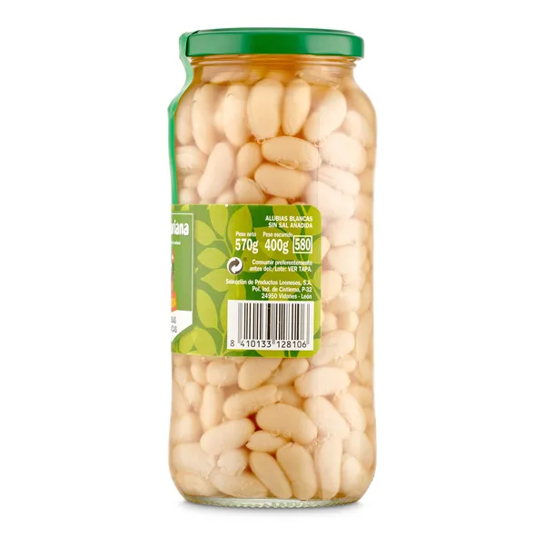 Alubias cocidas sin sal Legumbres La Asturiana frasco 400 g 2