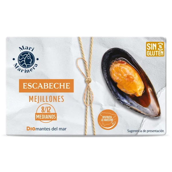 Mejillones en escabeche 8/12 piezas Dia Mari Marinera lata 69 g 2