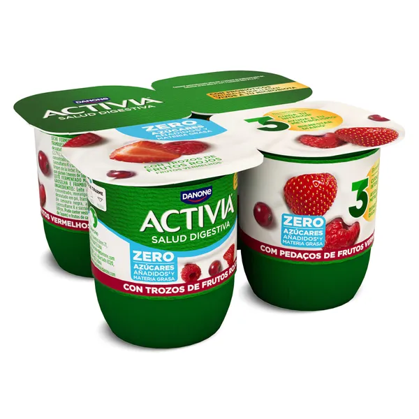 Bífidus desnatado con frutos rojos Activia pack 4 x 120 g