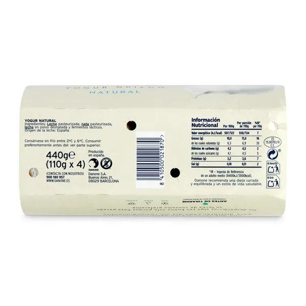 Yogur griego natural Oikos pack 4 x 110 g 3