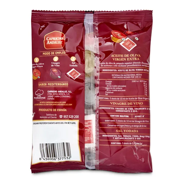 Set aliño aceite de oliva, vinagre y sal Capricho Andaluz 1 unidad 3