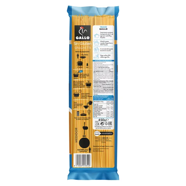 Espaguetis sin gluten Gallo 450 g 2