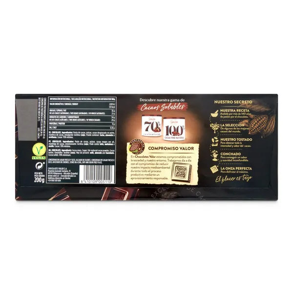 Chocolate negro 70% cacao Valor 200 g 3