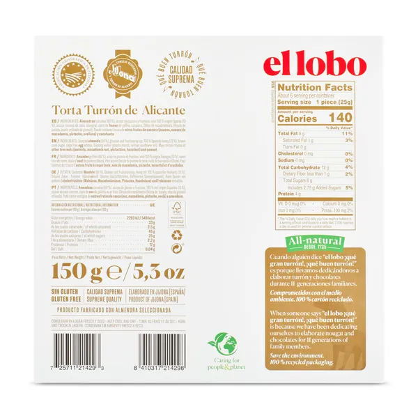 Turrón de alicante El lobo caja 150 g 3