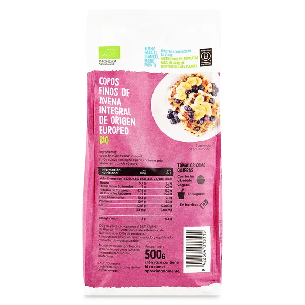 Copos suaves de avena integral bio Ecocesta bolsa 500 g 3
