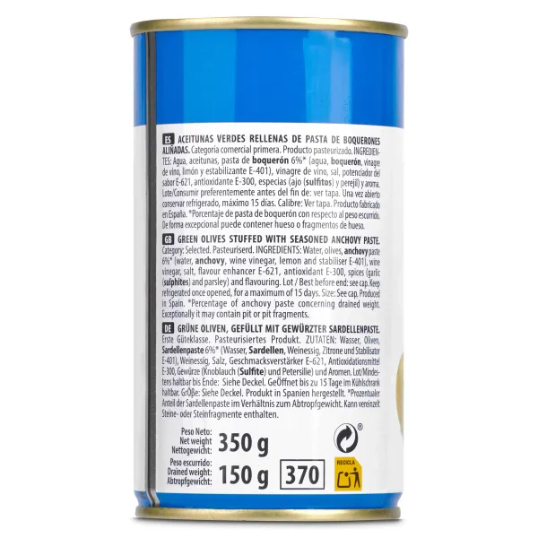 Aceitunas rellenas de boquerón en vinagre El Faro 150 g 3