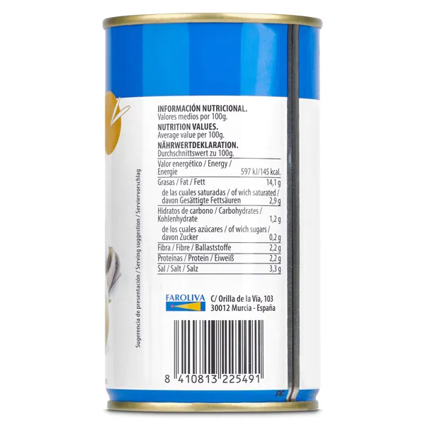 Aceitunas rellenas de boquerón en vinagre El Faro 150 g 4