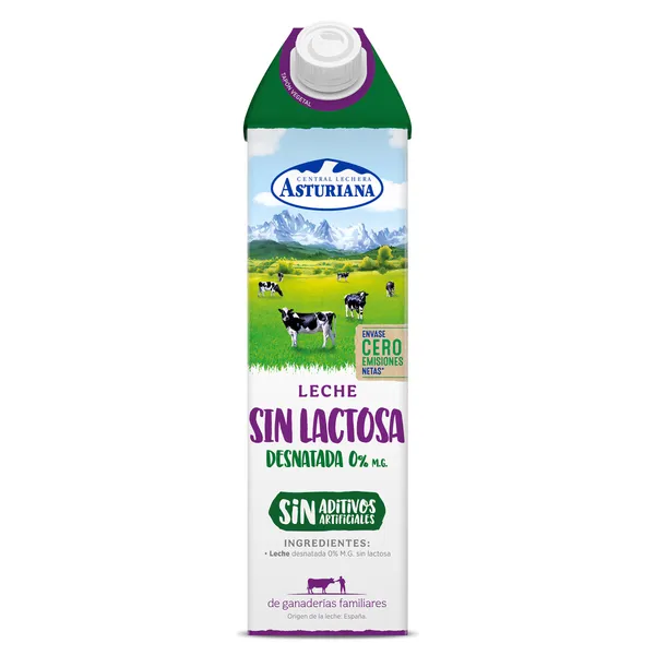 Leche desnatada sin lactosa Central Lechera Asturiana pack 6 x 1 l 2
