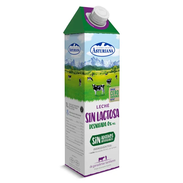 Leche desnatada sin lactosa Central Lechera Asturiana pack 6 x 1 l 3