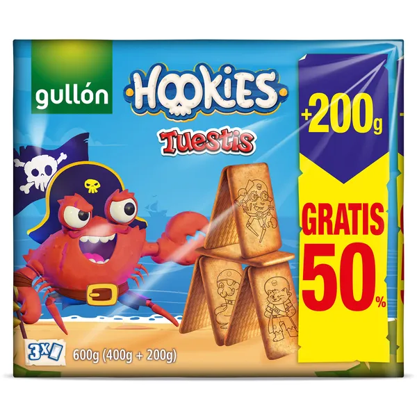 Galletas hookies tuestis Gullón caja 400 + 200 g gratis 2