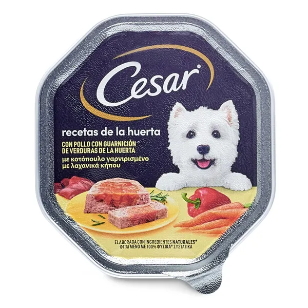 Alimento húmedo para perros recetas de la huerta con pollo Cesar 150 g 2