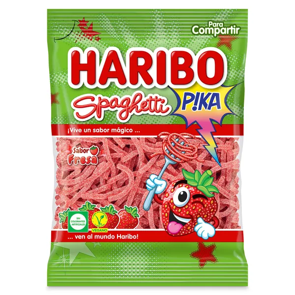 Golosinas spaguetti sabor fresa pika Haribo bolsa 150 g 2