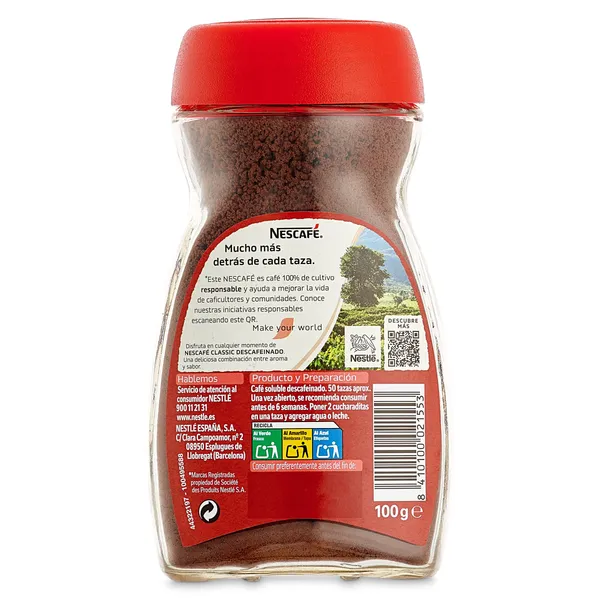 Café soluble descafeinado Nescafé 100 g 2