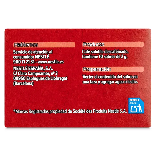 Café soluble descafeinado Nescafé caja 20 g 3