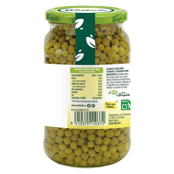 Guisantes extra finos Bonduelle frasco 465 g 2