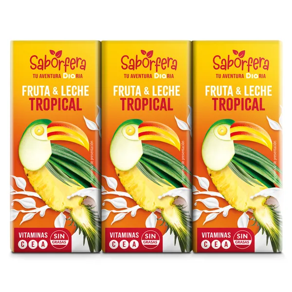Bebida de fruta y leche tropical Dia Saborfera pack 6 x 200 ml 2