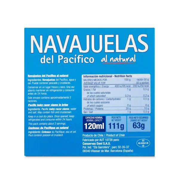 Navajuelas al natural Dani lata 63 g 3