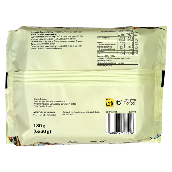 Tortas de aceite de oliva El molino de Dia bolsa 180 g 3