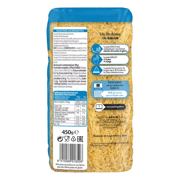 Fideos sin gluten Gallo 450 g 2