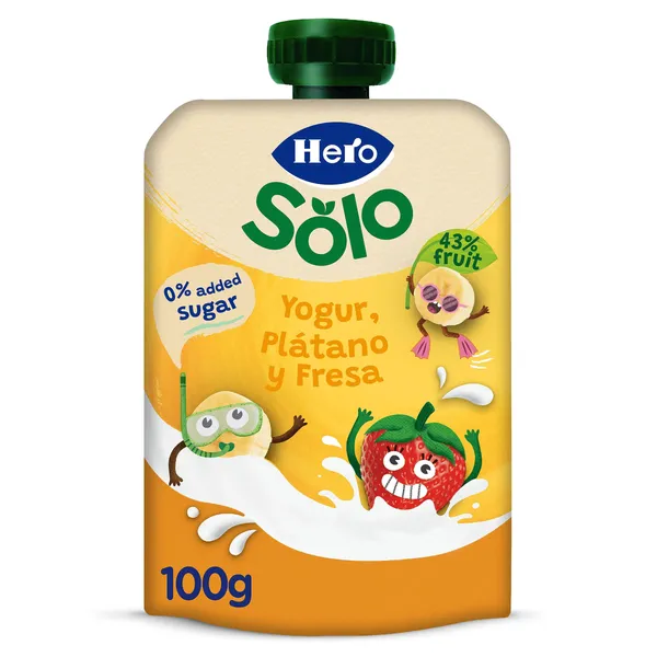 Yogur con plátano y fresa Hero bolsa 100 g 2