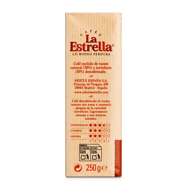 Café molido mezcla descafeinado La estrella 250 g 4