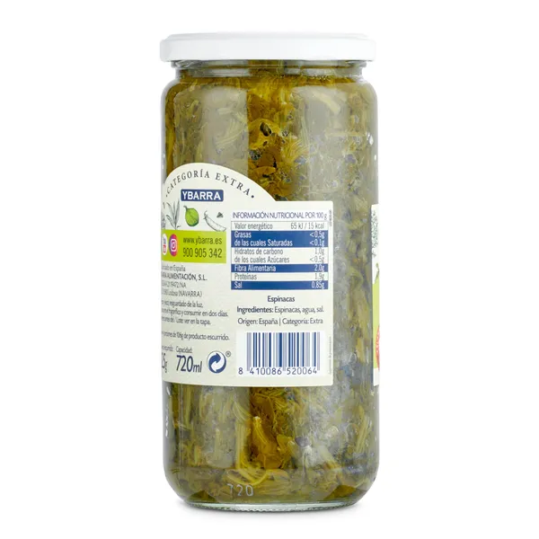 Espinacas Ybarra frasco 425 g 2