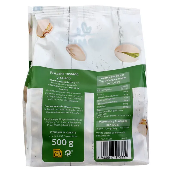 Pistacho tostado salado Dia Naturmundo 500 g 4