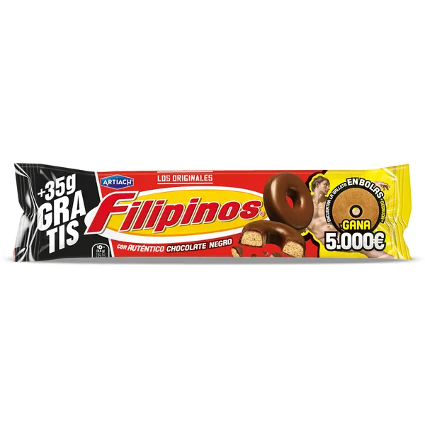 Roscos de galleta con chocolate negro Artiach Filipinos bolsa 93 g + 35 g