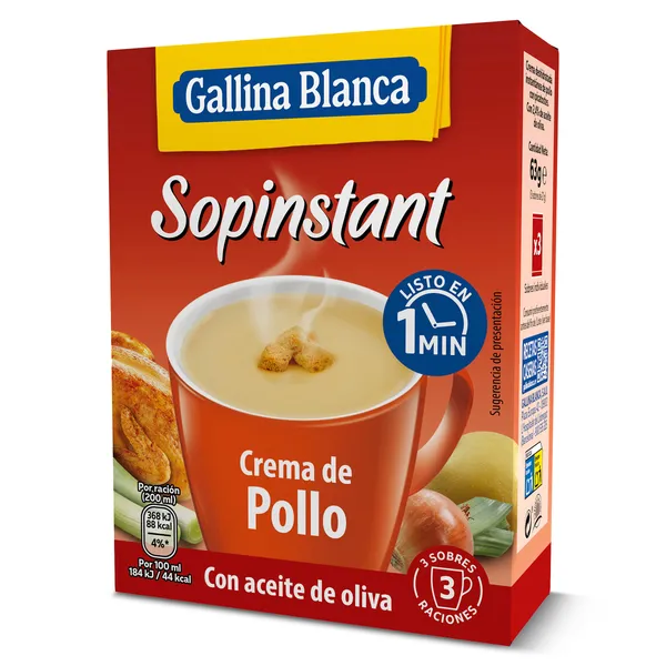Crema de pollo con picatostes Gallina Blanca Sopinstant caja 63 g