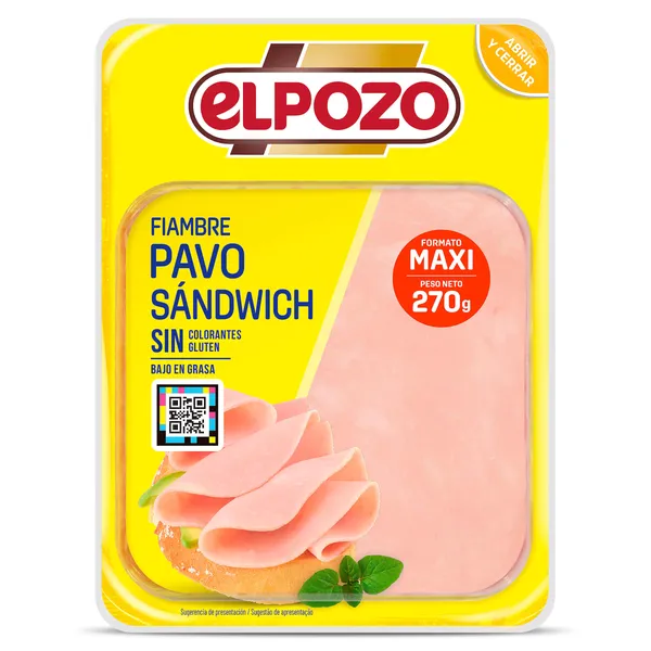 Fiambre de pavo sándwich Elpozo 270 g 2
