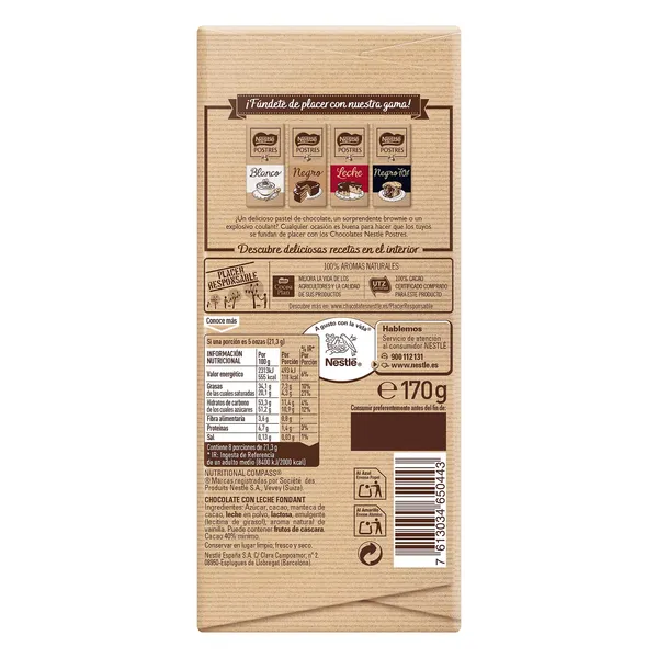Chocolate con leche para postres Nestlé 170 g 2