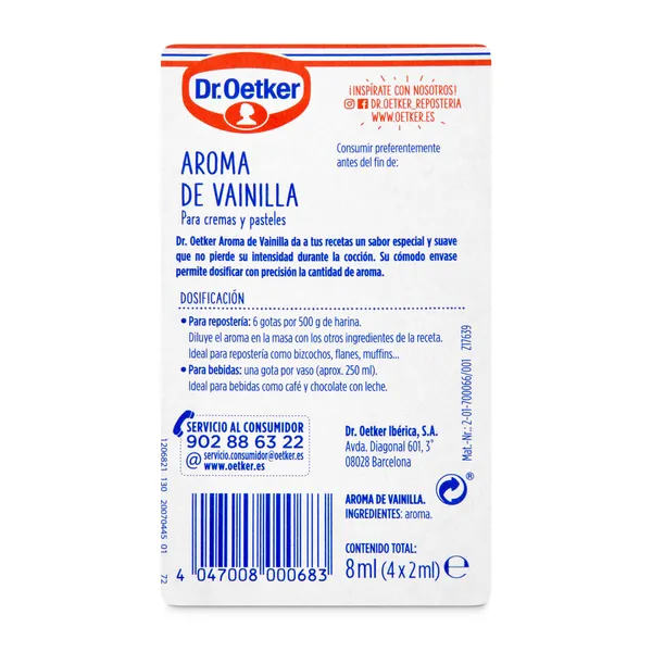 Aroma de vainilla Dr. Oetker blister 8 g 2