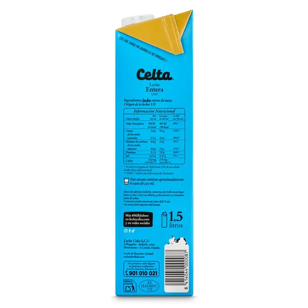 Leche entera Celta brik 1.5 l 3