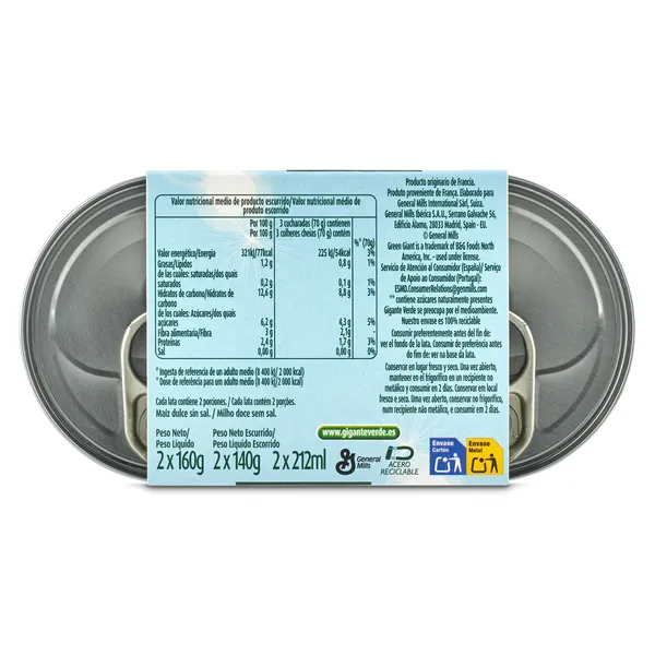 Maíz ligero 0% sal Gigante Verde 2 x 140 g 3