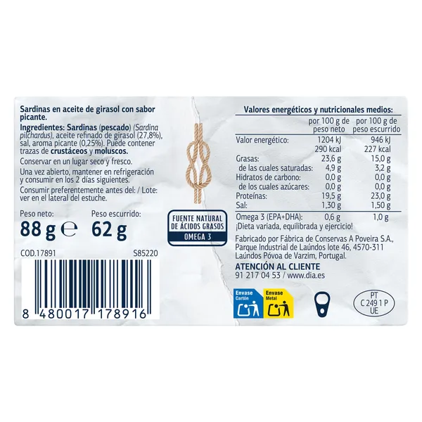 Sardinillas picantes Dia Mari Marinera 62 g 4