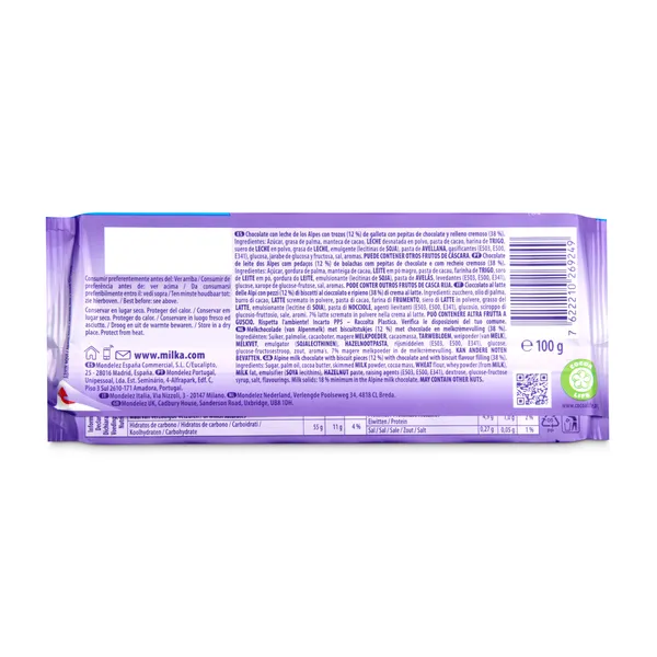 Chocolate con leche con trozos de chips ahoy Milka 100 g 2