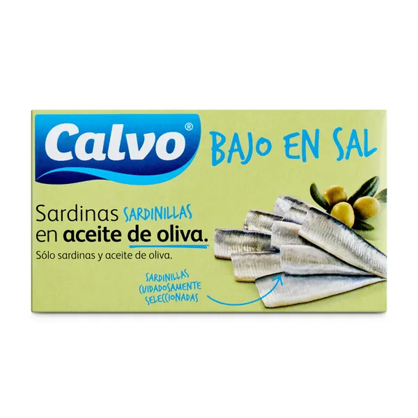Sardinillas en aceite de oliva bajo en sal Calvo lata 60 g 2