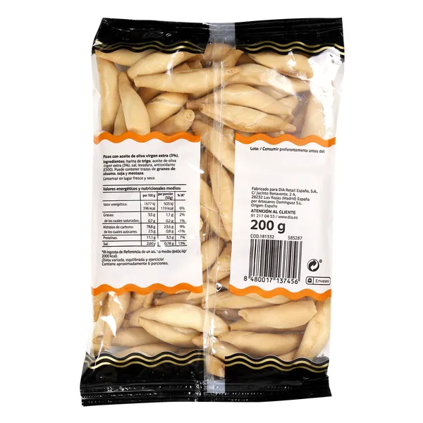 Picos camperos con aceite de oliva virgen extra El molino de Dia bolsa 200 g 2
