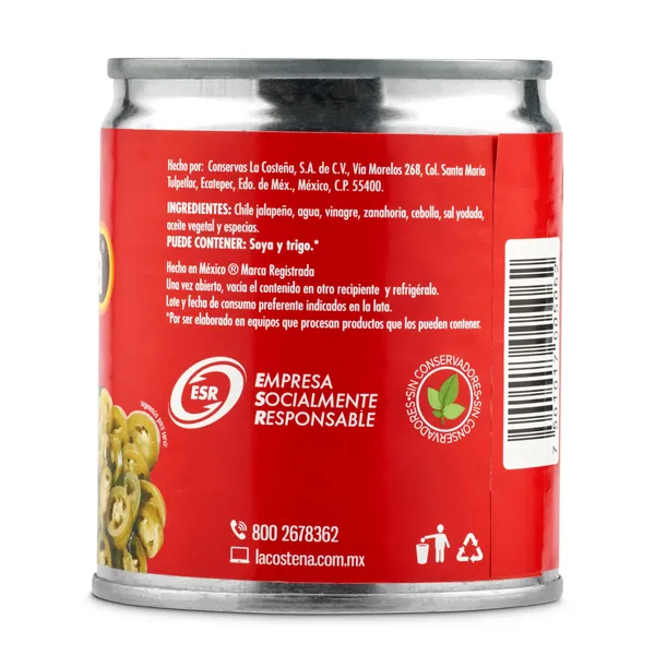 Chiles jalapeños en escabeche La costeña 121 g 2