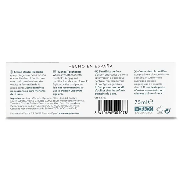 Pasta de dientes original fluorada Kemphor 75 ml 5