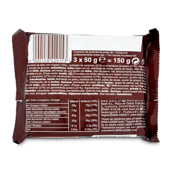 Barritas de chocolate con caramelo y cacahuetes Snickers 150 g 3