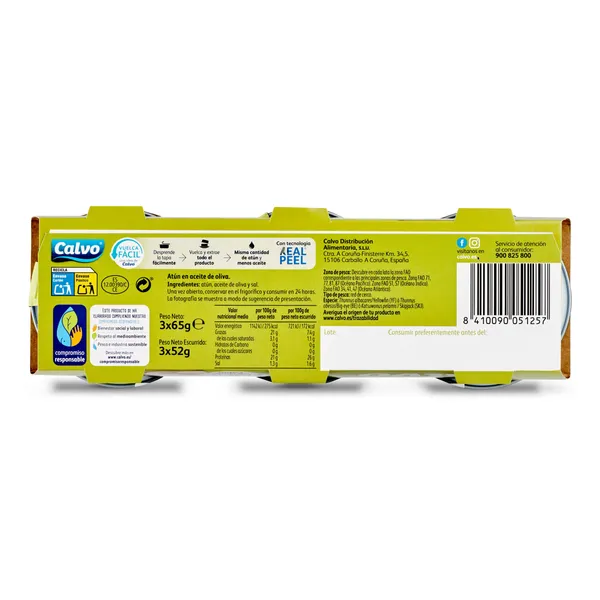 Atún en aceite de oliva Calvo 3 x 52 g 4