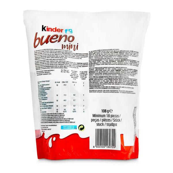Mini barritas de chocolate con leche y avellanas Kinder bolsa 108 g 3